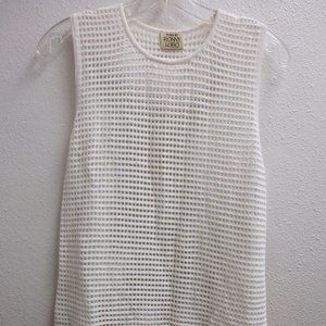 Torn by Ronny Kobo White Mesh Knit Sleeveless Pullover Top Size Medium